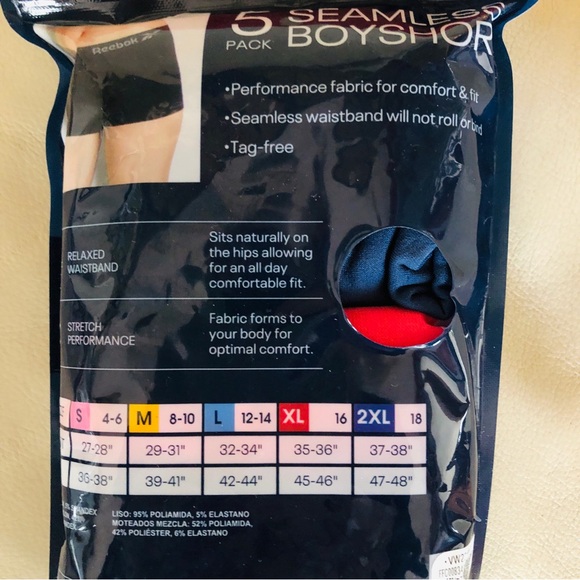 Reebok Ladies seamless Boyshorts - Gray, Black, Pink - Picture 3 of 3